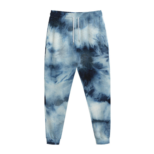 Blue And Black Acid Wash Tie Dye Print Jogger Pants