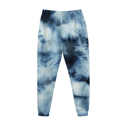 Blue And Black Acid Wash Tie Dye Print Jogger Pants