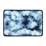 Blue And Black Acid Wash Tie Dye Print Kitchen Mat