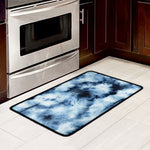 Blue And Black Acid Wash Tie Dye Print Kitchen Mat