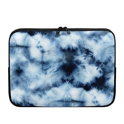 Blue And Black Acid Wash Tie Dye Print Laptop Sleeve
