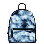 Blue And Black Acid Wash Tie Dye Print Leather Backpack
