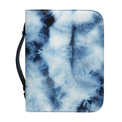 Blue And Black Acid Wash Tie Dye Print Leather Bible Cover