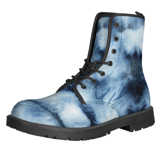 Blue And Black Acid Wash Tie Dye Print Backpack