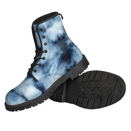 Blue And Black Acid Wash Tie Dye Print Backpack