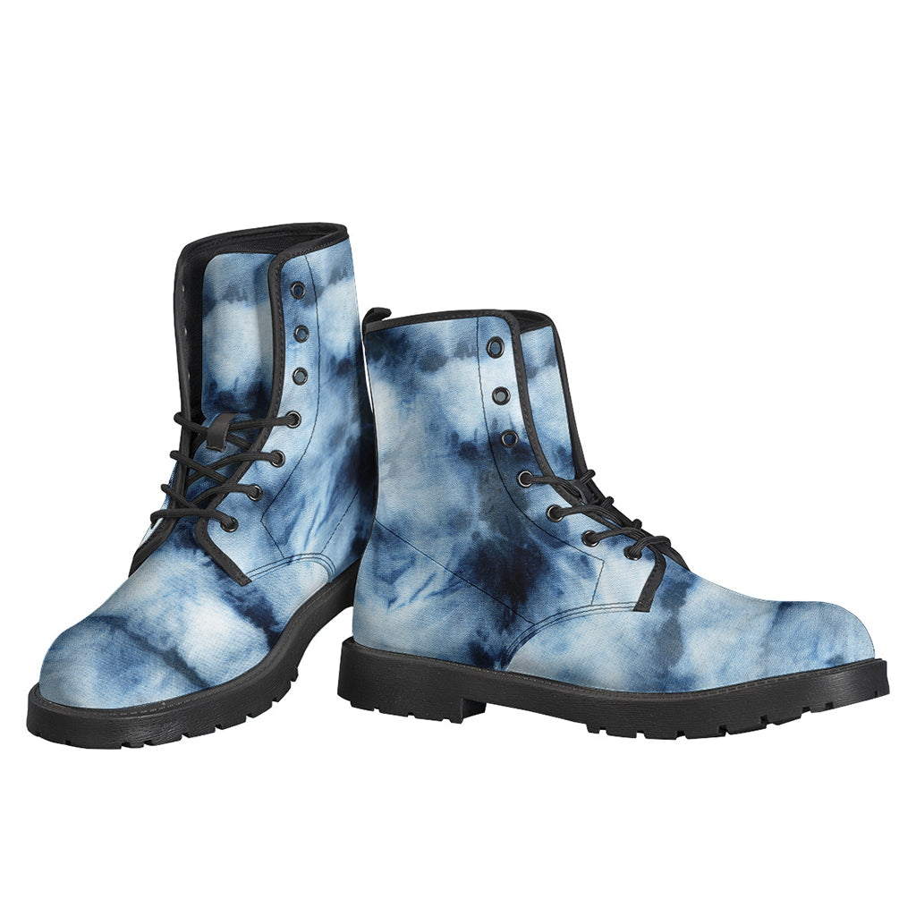 Blue And Black Acid Wash Tie Dye Print Backpack