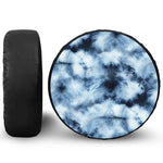 Blue And Black Acid Wash Tie Dye Print Leather Spare Tire Cover