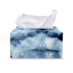Blue And Black Acid Wash Tie Dye Print Leather Tissue Box Cover