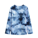 Blue And Black Acid Wash Tie Dye Print Long Sleeve Short Coat