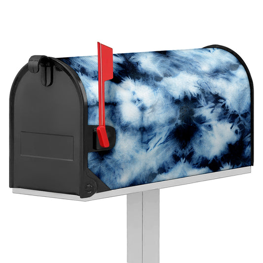 Blue And Black Acid Wash Tie Dye Print Mailbox Cover