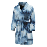 Blue And Black Acid Wash Tie Dye Print Men's Bathrobe