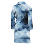 Blue And Black Acid Wash Tie Dye Print Men's Bathrobe