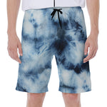 Blue And Black Acid Wash Tie Dye Print Men's Beach Shorts