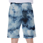 Blue And Black Acid Wash Tie Dye Print Men's Beach Shorts