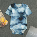 Blue And Black Acid Wash Tie Dye Print Men's Bodysuit
