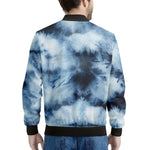 Blue And Black Acid Wash Tie Dye Print Men's Bomber Jacket