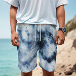 Blue And Black Acid Wash Tie Dye Print Men's Cargo Shorts