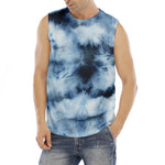 Blue And Black Acid Wash Tie Dye Print Men's Fitness Tank Top