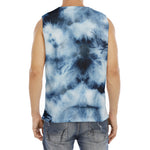 Blue And Black Acid Wash Tie Dye Print Men's Fitness Tank Top