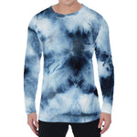 Blue And Black Acid Wash Tie Dye Print Men's Long Sleeve T-Shirt