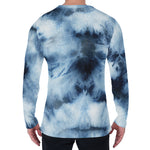 Blue And Black Acid Wash Tie Dye Print Men's Long Sleeve T-Shirt