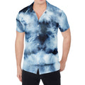 Blue And Black Acid Wash Tie Dye Print Men's Shirt