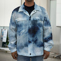 Blue And Black Acid Wash Tie Dye Print Men's Shirt Jacket