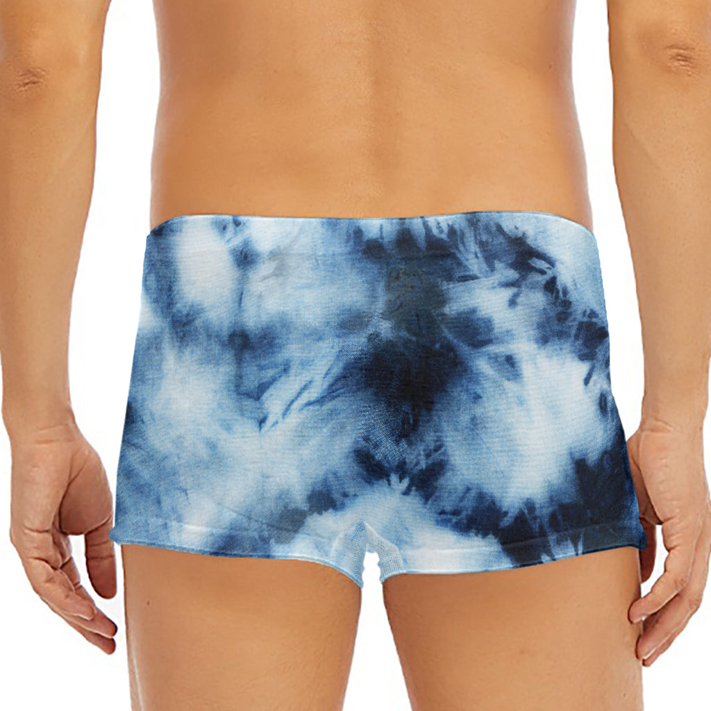 Blue And Black Acid Wash Tie Dye Print Men's Short Boxer Briefs