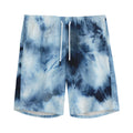 Blue And Black Acid Wash Tie Dye Print Men's Athletic Shorts