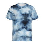 Blue And Black Acid Wash Tie Dye Print Men's Sports T-Shirt