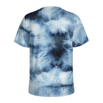 Blue And Black Acid Wash Tie Dye Print Men's Sports T-Shirt
