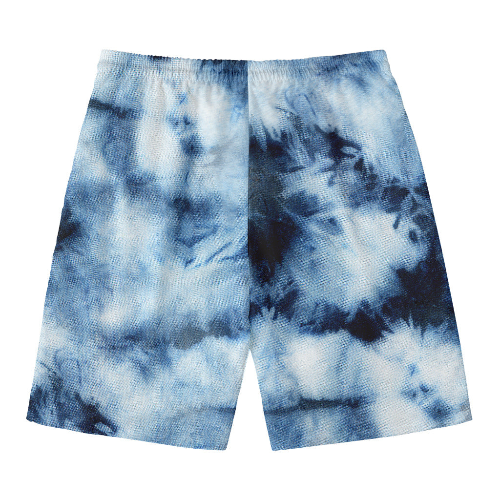 Blue And Black Acid Wash Tie Dye Print Men's Swim Trunks