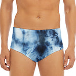 Blue And Black Acid Wash Tie Dye Print Men's Triangle Swim Briefs