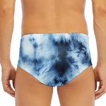 Blue And Black Acid Wash Tie Dye Print Men's Triangle Swim Briefs