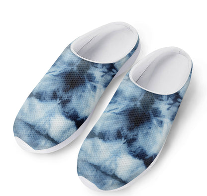 Blue And Black Acid Wash Tie Dye Print Mesh Casual Shoes