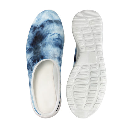 Blue And Black Acid Wash Tie Dye Print Mesh Casual Shoes