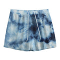 Blue And Black Acid Wash Tie Dye Print Mesh Shorts
