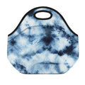 Blue And Black Acid Wash Tie Dye Print Neoprene Lunch Bag