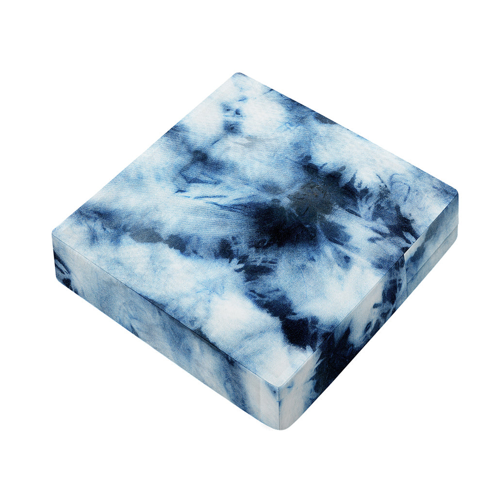 Blue And Black Acid Wash Tie Dye Print Outdoor Seat Cushion Cover