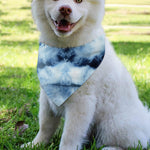 Blue And Black Acid Wash Tie Dye Print Over The Collar Dog Bandana