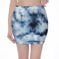 Blue And Black Acid Wash Tie Dye Print Pencil Mini Skirt