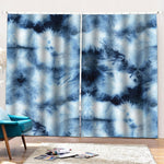 Blue And Black Acid Wash Tie Dye Print Pencil Pleat Curtains