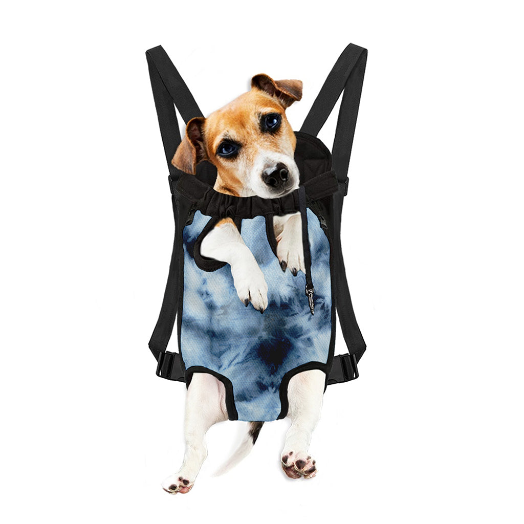 Blue And Black Acid Wash Tie Dye Print Pet Carrier Backpack