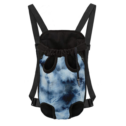 Blue And Black Acid Wash Tie Dye Print Pet Carrier Backpack
