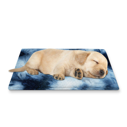 Blue And Black Acid Wash Tie Dye Print Pet Cooling Mat Cover