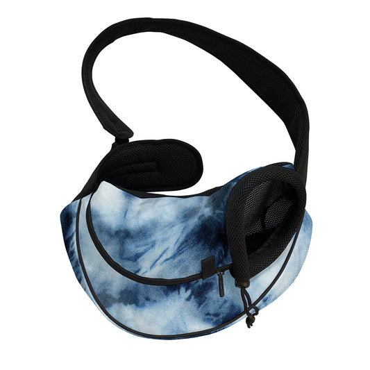 Blue And Black Acid Wash Tie Dye Print Pet Sling Carrier