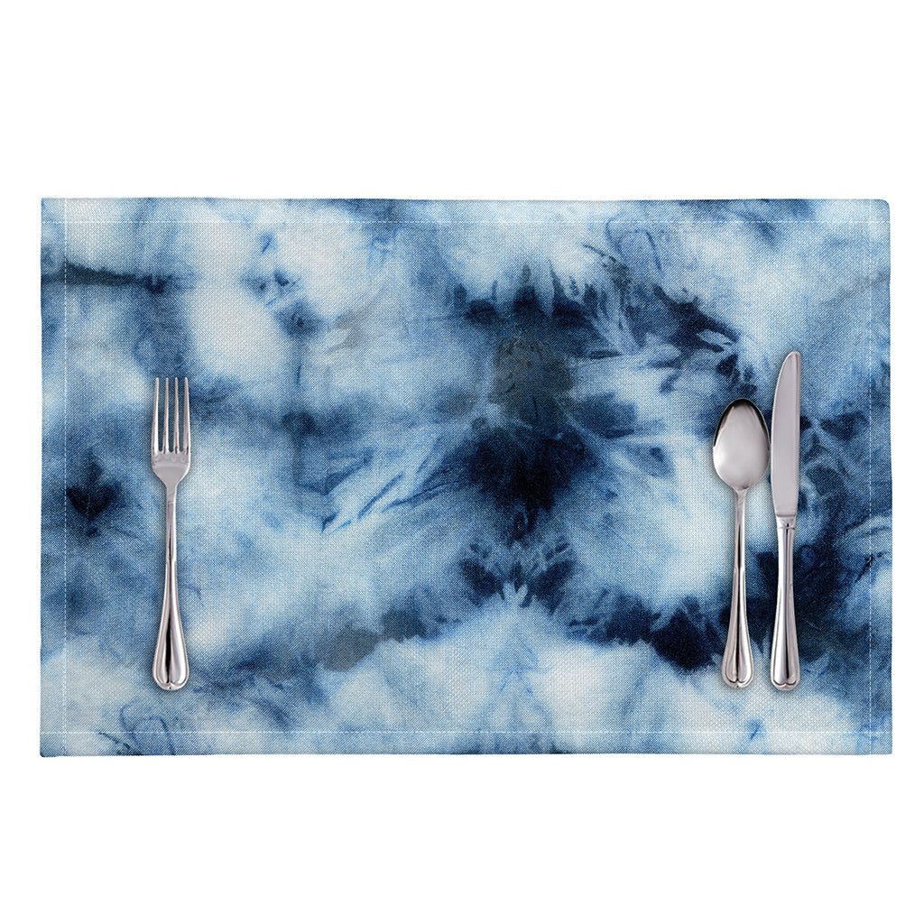 Blue And Black Acid Wash Tie Dye Print Placemat