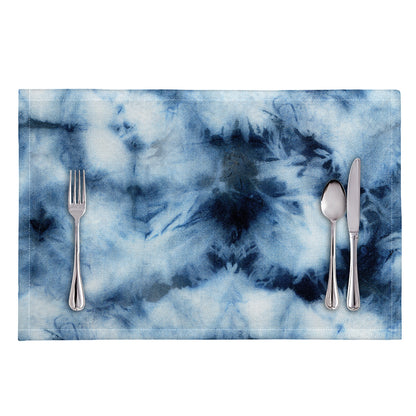 Blue And Black Acid Wash Tie Dye Print Placemat
