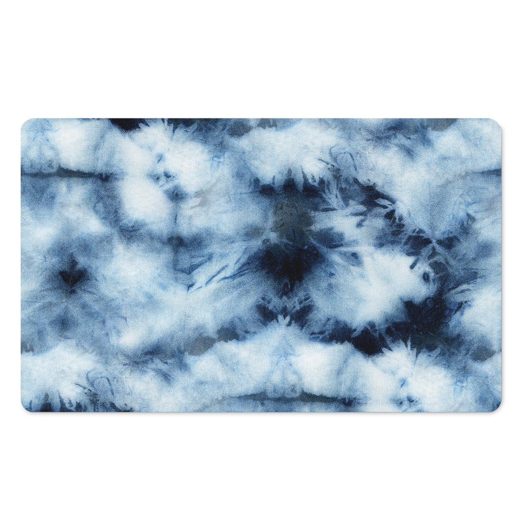 Blue And Black Acid Wash Tie Dye Print Polyester Doormat