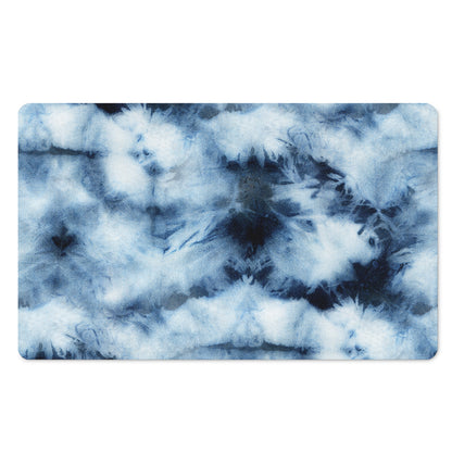 Blue And Black Acid Wash Tie Dye Print Polyester Doormat